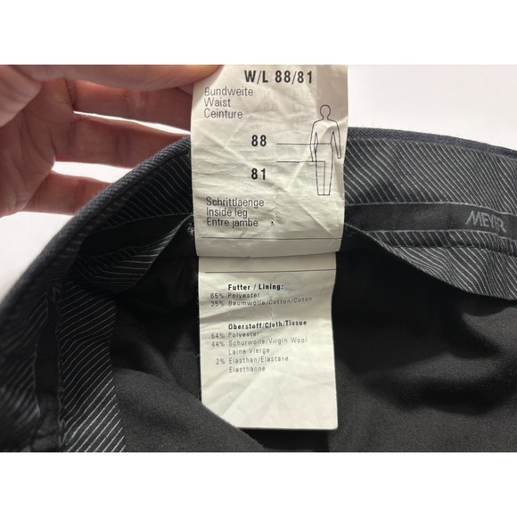 MEYER Dress Pants Trousers Slacks Wool Blend Stretch Expandible Waist Mens 34x32 - Picture 10 of 14